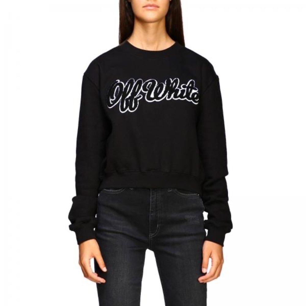 OFF-WHITE textured logo jumper sweater